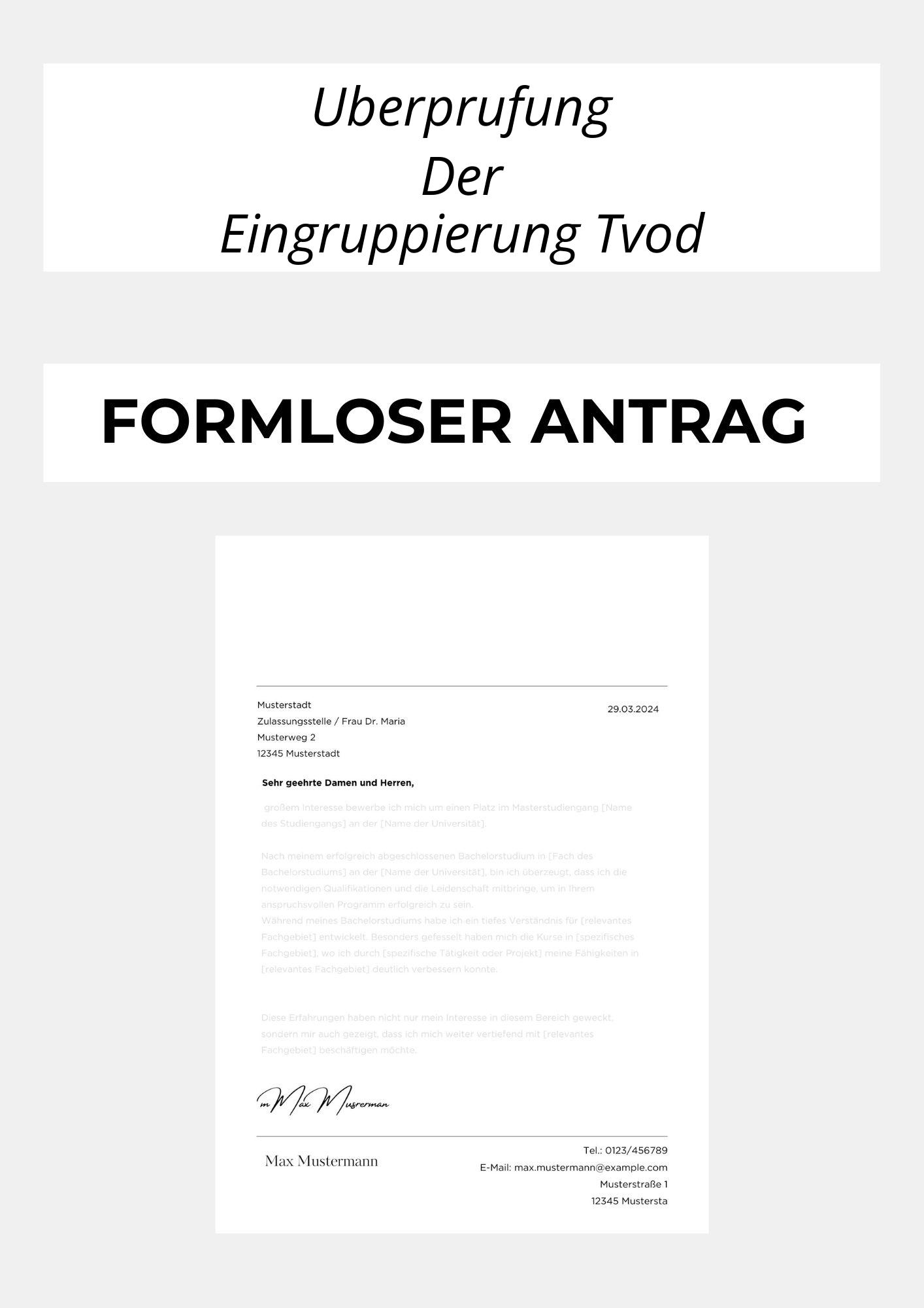 Formloser Antrag Auf Überprüfung Der Eingruppierung Tvöd