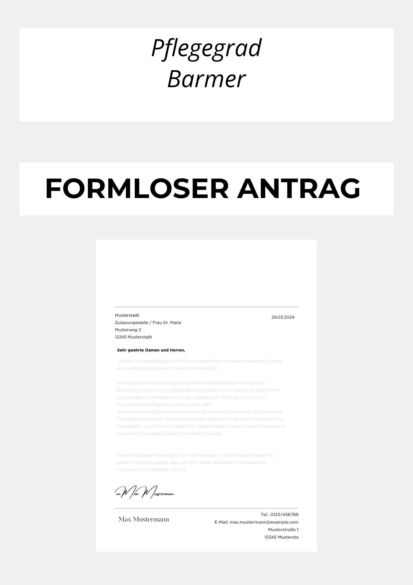 Formloser Antrag Pflegegrad Barmer